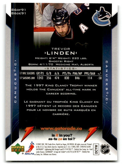 2006-07 Upper Deck Gatorade Trevor Linden Vancouver Canucks #86