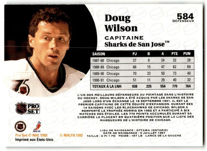 1991-92 Pro Set French Doug Wilson San Jose Sharks #584