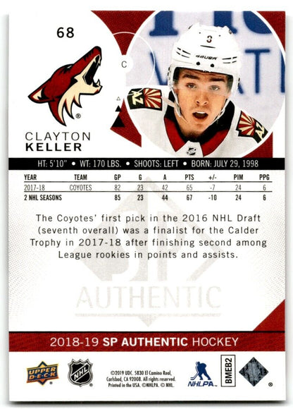 2018-19 SP Authentic Clayton Keller Arizona Coyotes #68