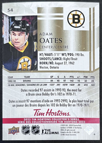 2023-24 Upper Deck Tim Hortons Legends Tim Horton Adam Oates Boston Bruins #54