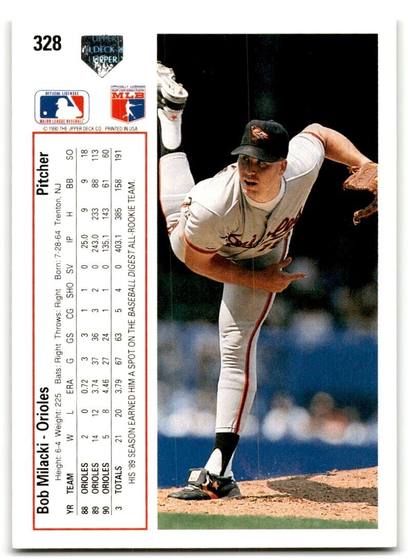 1991 Upper Deck Bob Milacki Baltimore Orioles #328