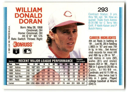 1992 Donruss Bill Doran Cincinnati Reds #293