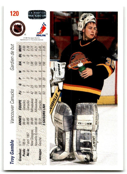 1991-92 Upper Deck French Troy Gamble Vancouver Canucks #120