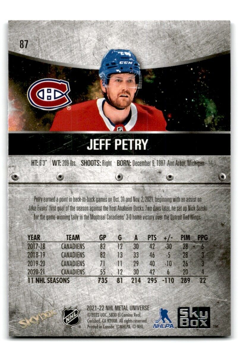 2021-22 Skybox Metal Universe Jeff Petry Montreal Canadiens #87