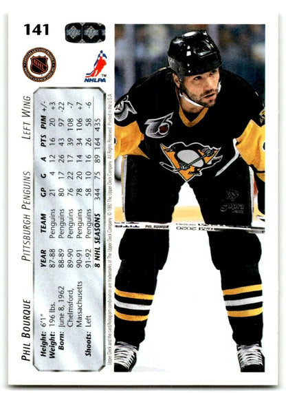 1992-93 Upper Deck Phil Bourque Pittsburgh Penguins #141