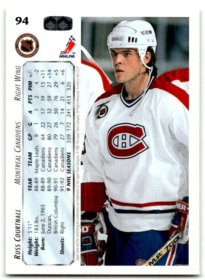 1992-93 Upper Deck Russ Courtnall Montreal Canadiens #94