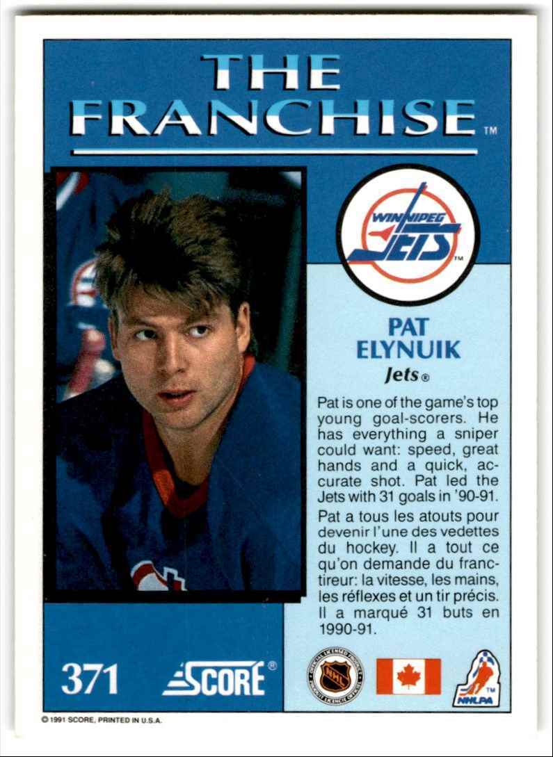 1991-92 Score Canadian English Pat Elynuik Winnipeg Jets #371