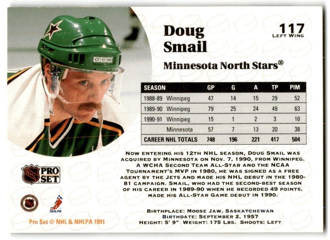 1991-92 Pro Set Doug Smail Minnesota North Stars #117