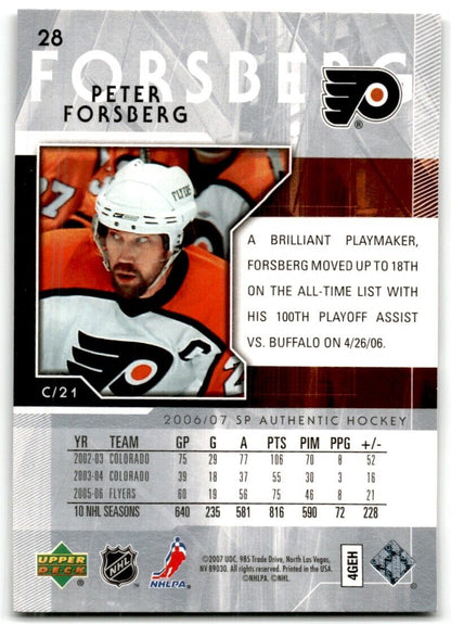 2006-07 SP Authentic Peter Forsberg Philadelphia Flyers #28