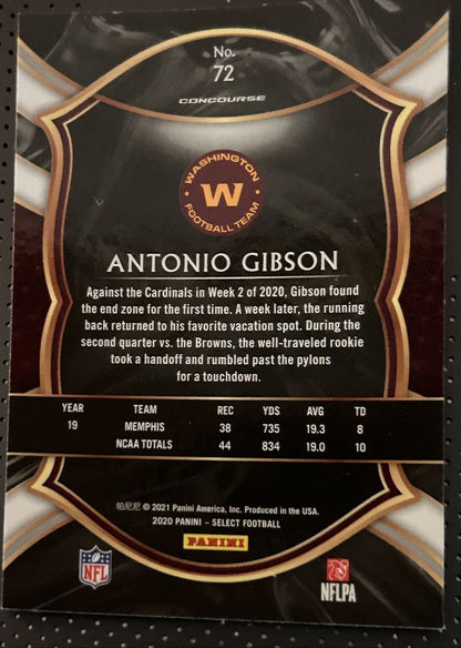 2020 Panini Select Antonio Gibson Rookie Washington Football Team #72