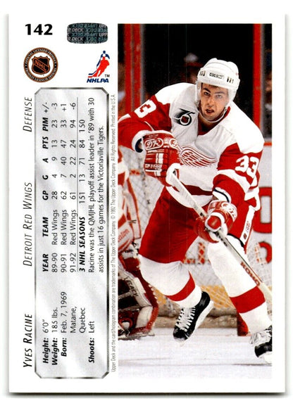 1992-93 Upper Deck Yves Racine Detroit Red Wings #142