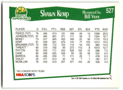 1991-92 Hoops Shawn Kemp Seattle SuperSonics #527