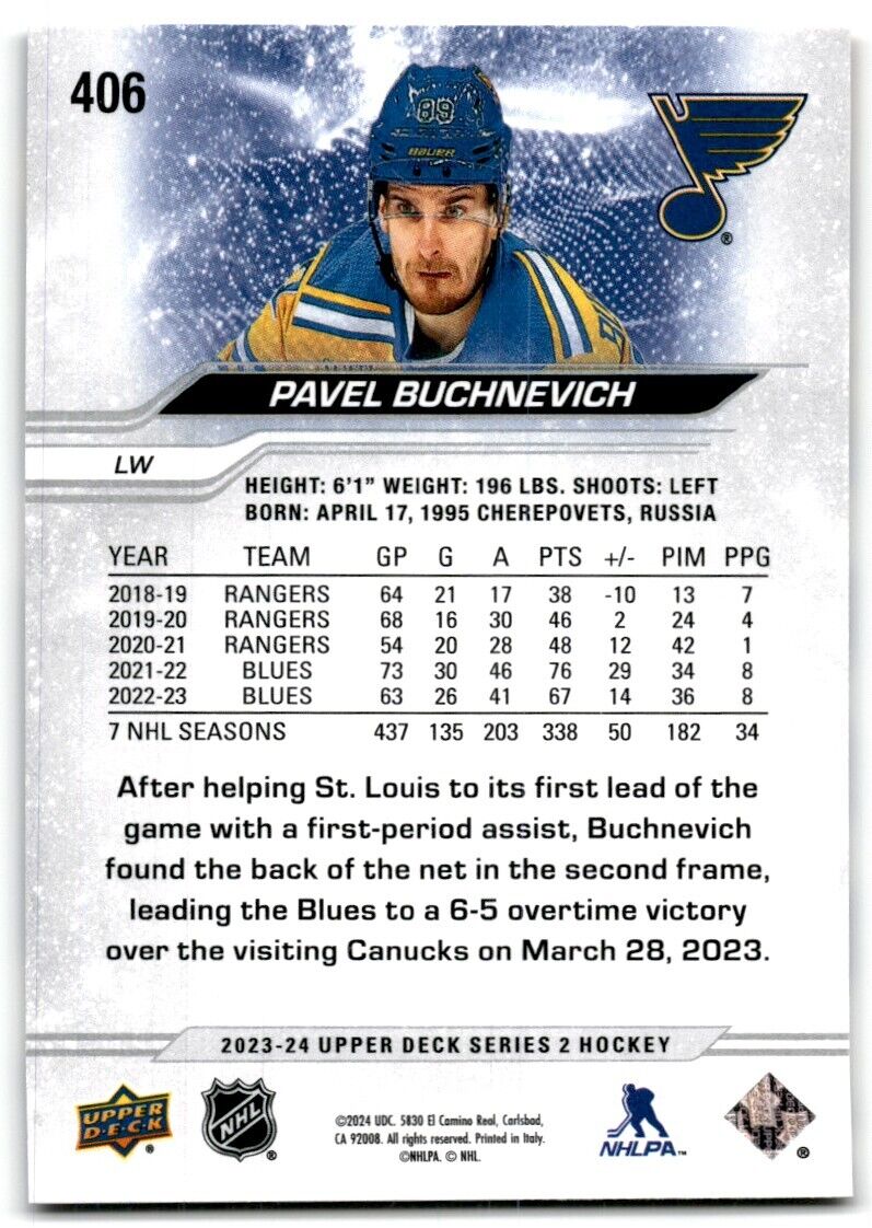 2023-24 Upper Deck Pavel Buchnevich St. Louis Blues #406