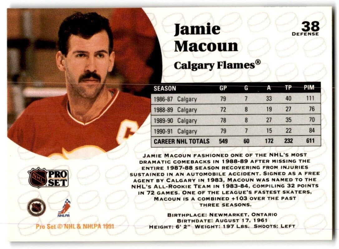 1991-92 Pro Set Jamie Macoun Calgary Flames #38