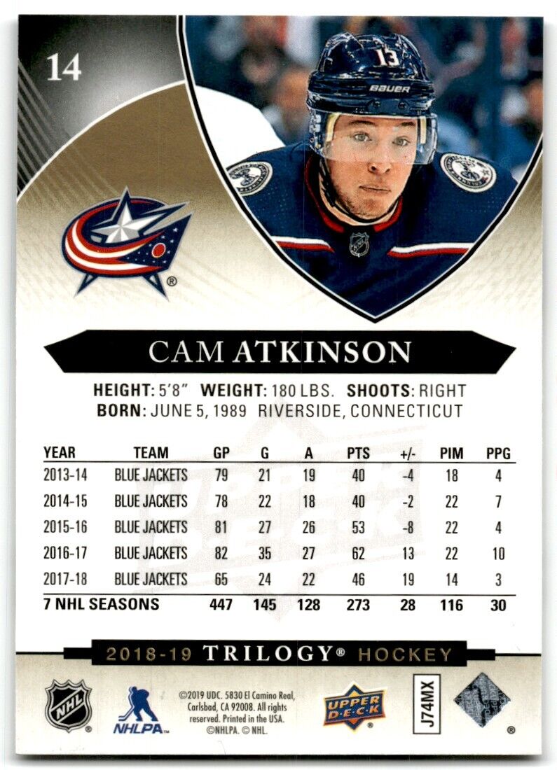 2018-19 Upper Deck Trilogy Cam Atkinson Columbus Blue Jackets #14