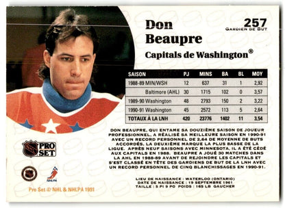 1991-92 Pro Set French Don Beaupre Washington Capitals #257