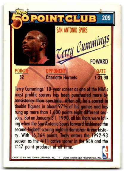 1992-93 Topps Gold Terry Cummings San Antonio Spurs #209