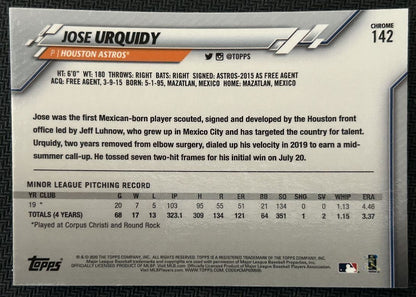 2020 Topps Chrome Jose Urquidy Rookie Houston Astros #142