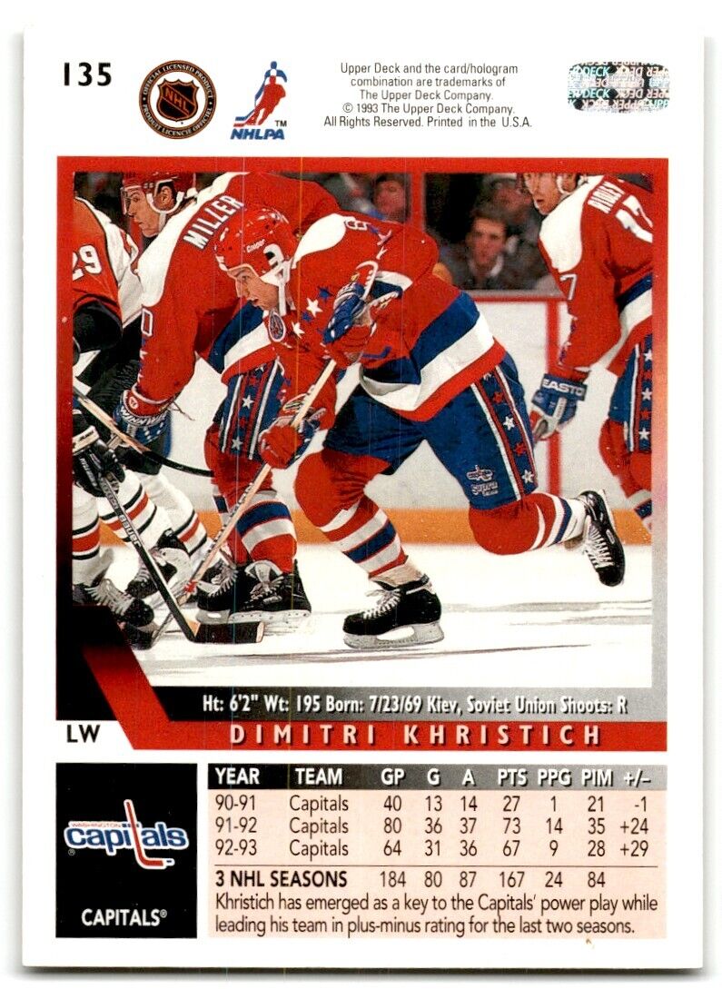 1993-94 Upper Deck Dmitri Khristich Washington Capitals #135