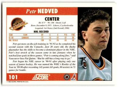 1992-93 Score Petr Nedved Vancouver Canucks #101