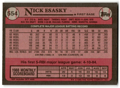 1989 Topps Nick Esasky Cincinnati Reds #554