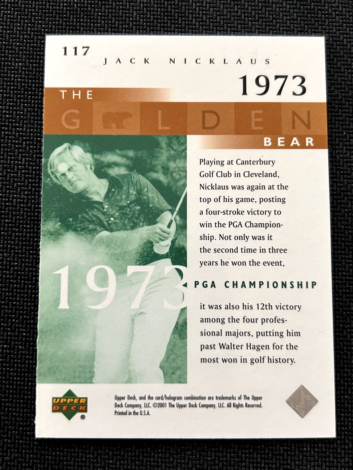 Jack Nicklaus 2001 Upper Deck Golf The Golden Bear #117 1973 PGA Championship