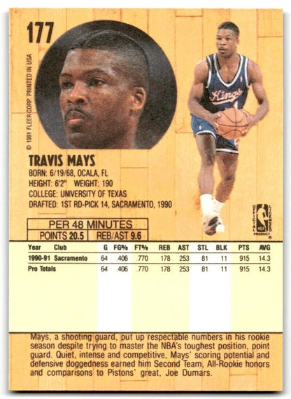 1991-92 Fleer Travis Mays Atlanta Hawks #177