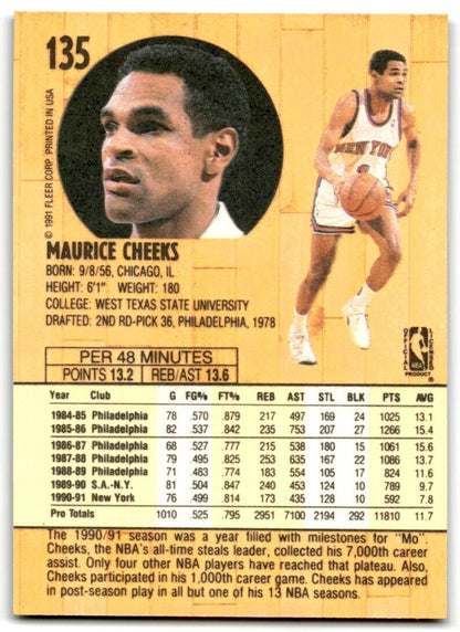 1991-92 Fleer Maurice Cheeks New York Knicks #135