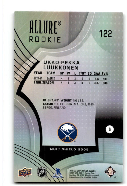 2021-22 Upper Deck Allure Ukko-Pekka Luukkonen Rookie Buffalo Sabres #122