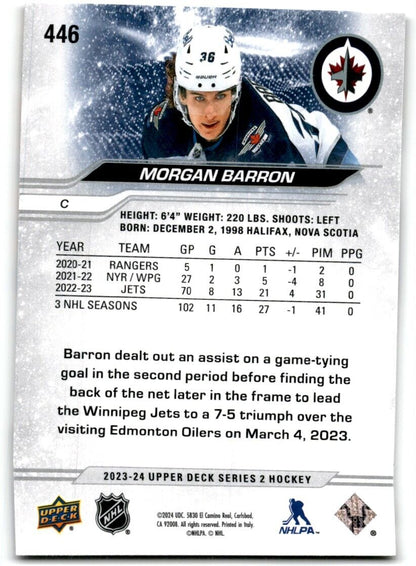 2023-24 Upper Deck Morgan Barron Winnipeg Jets #446