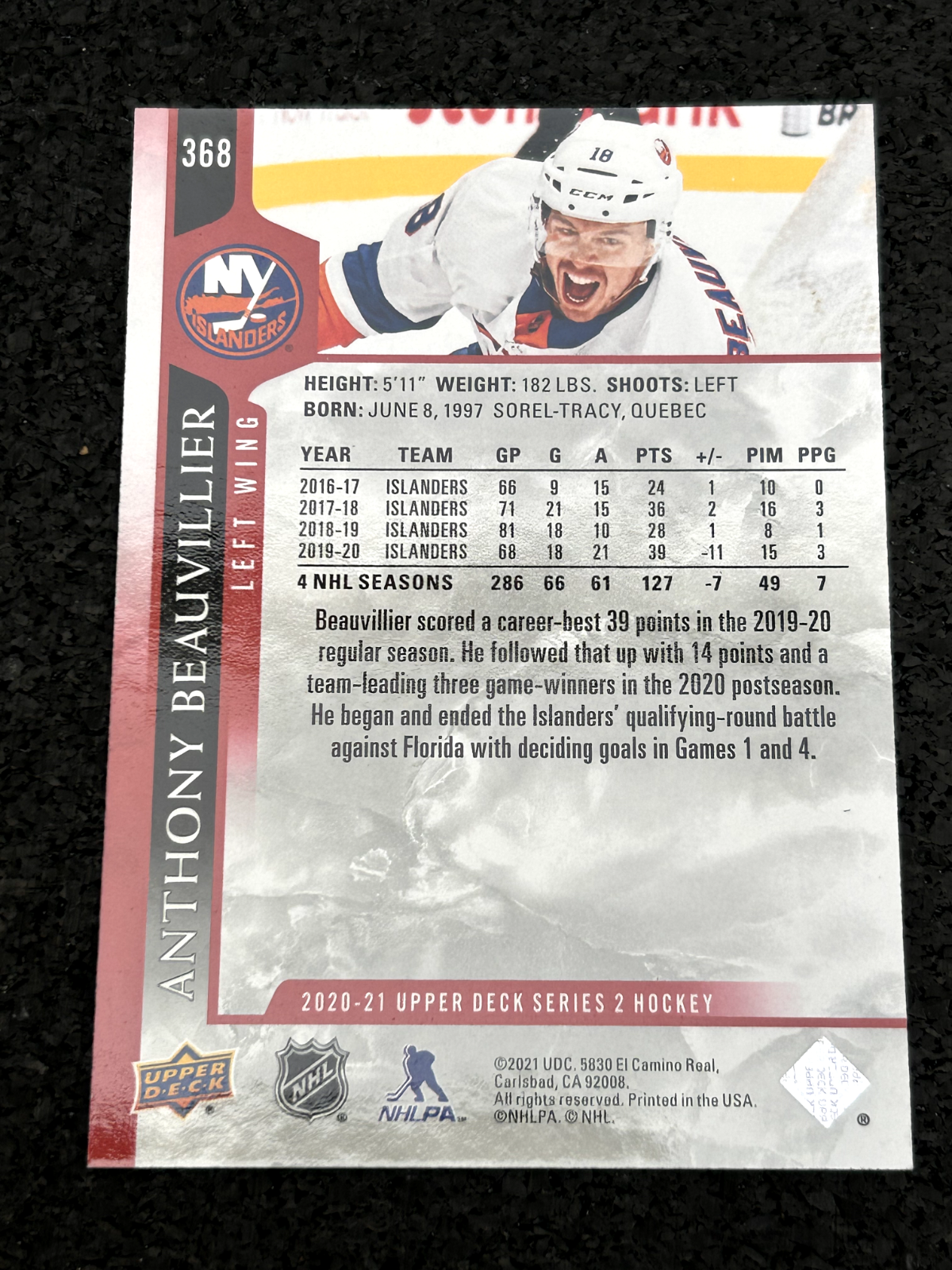 2020-21 Upper Deck UD Exclusives 35/100 Anthony Beauvillier #368