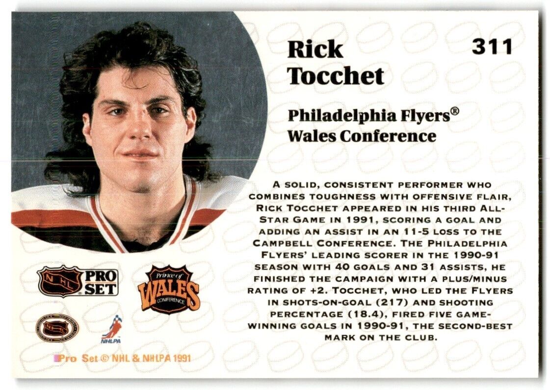 1991-92 Pro Set Rick Tocchet Philadelphia Flyers #311