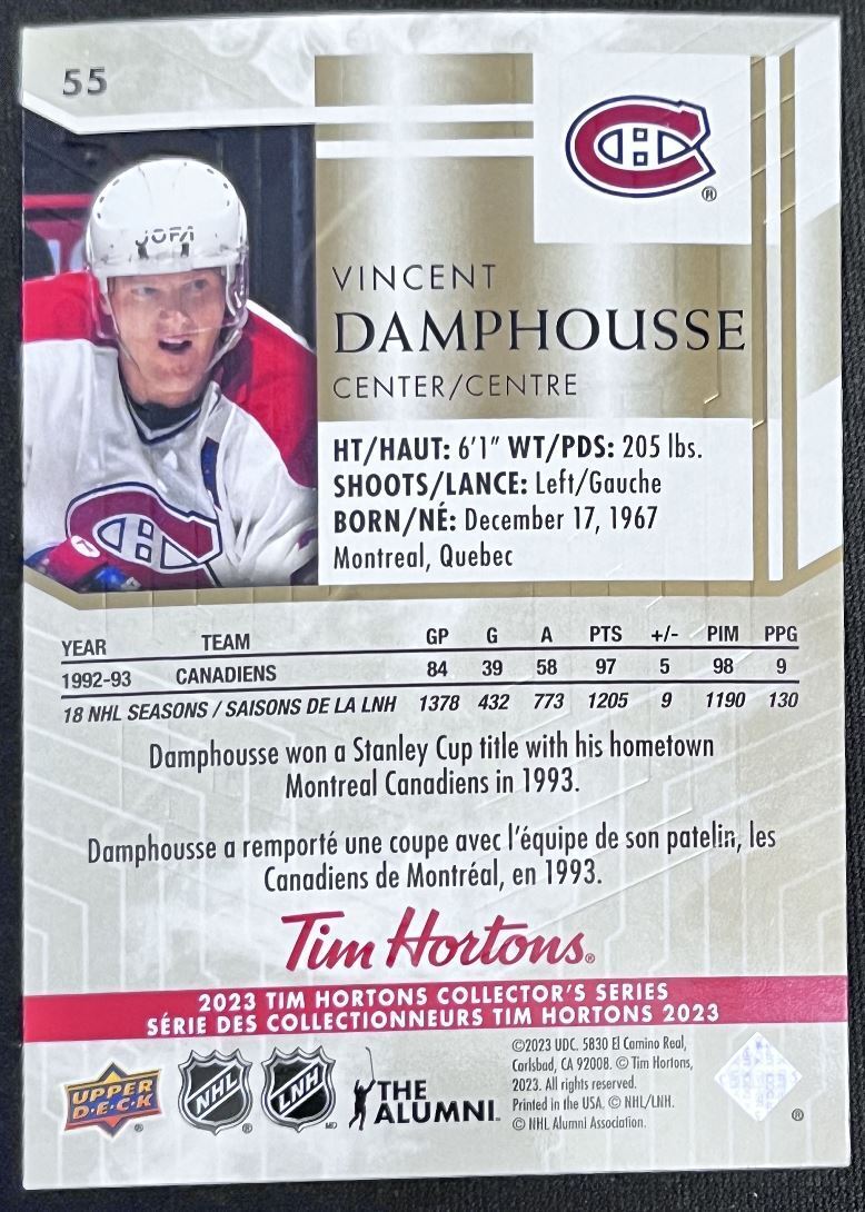 2023-24 Upper Deck Tim Hortons Legends Tim Horton Vincent Damphousse Montreal