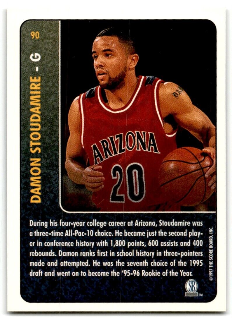 1997-98 Score Board Rookies Damon Stoudamire Arizona Wildcats #90