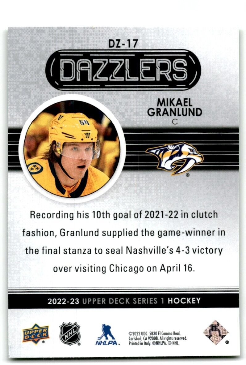 2022-23 Upper Deck Dazzlers Mikael Granlund Nashville Predators #DZ-17