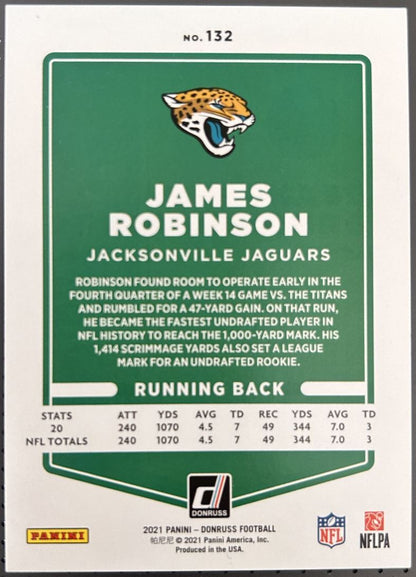 2021 Donruss Season Stat Line James Robinson 243/500 Jacksonville Jaguars #132