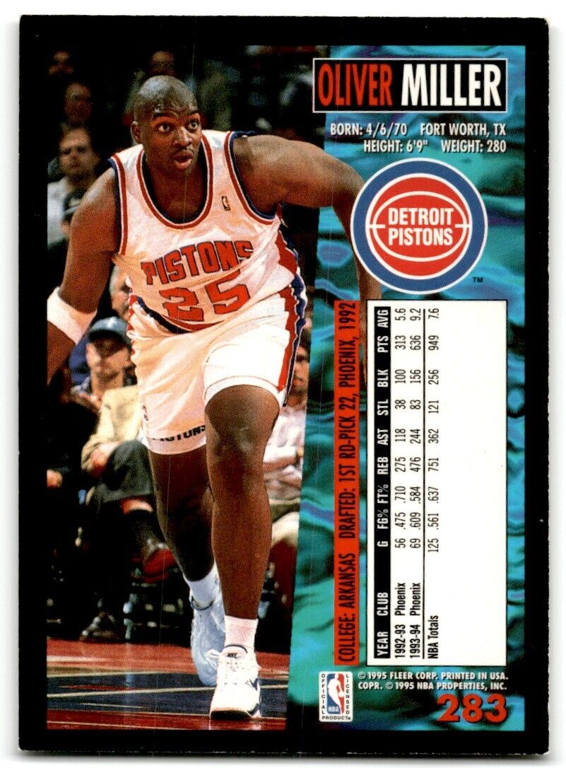 1994-95 Fleer Oliver Miller Detroit Pistons #283