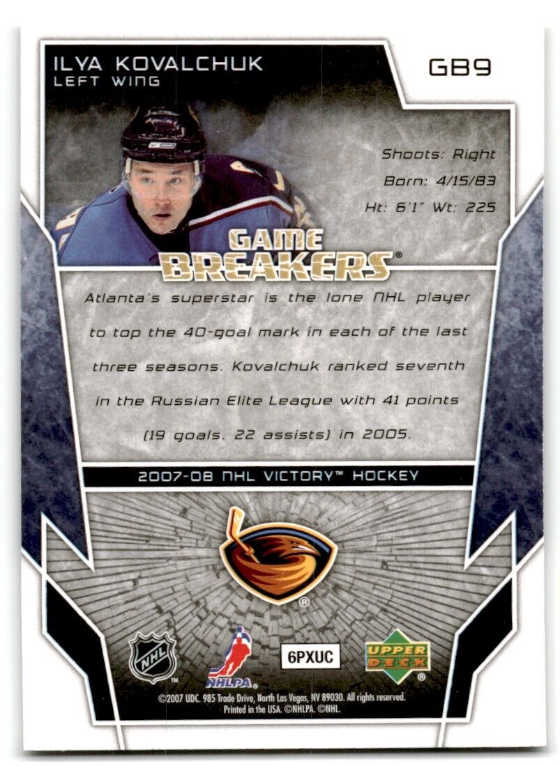 2007-08 Upper Deck Victory Game Breakers Ilya Kovalchuk Atlanta Thrashers #GB9