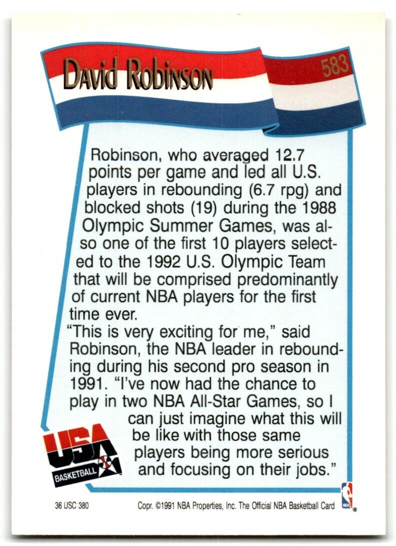 1991-92 Hoops David Robinson USA #583