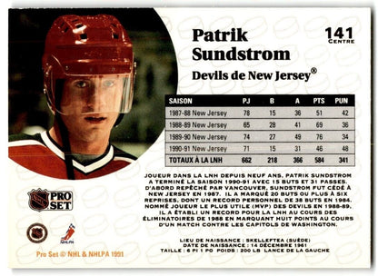 1991-92 Pro Set French Patrik Sundstrom New Jersey Devils #141