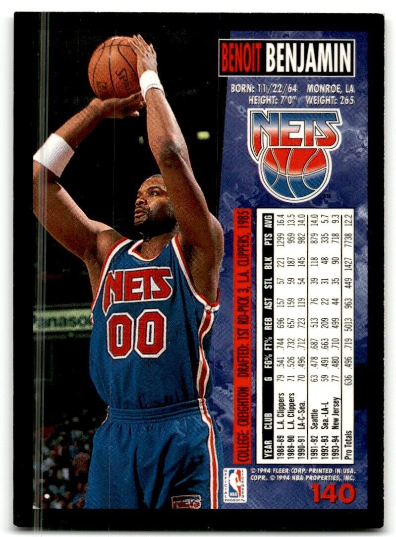 1994-95 Fleer Benoit Benjamin New Jersey Nets #140