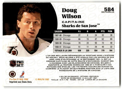 1991-92 Pro Set Doug Wilson San Jose Sharks #584