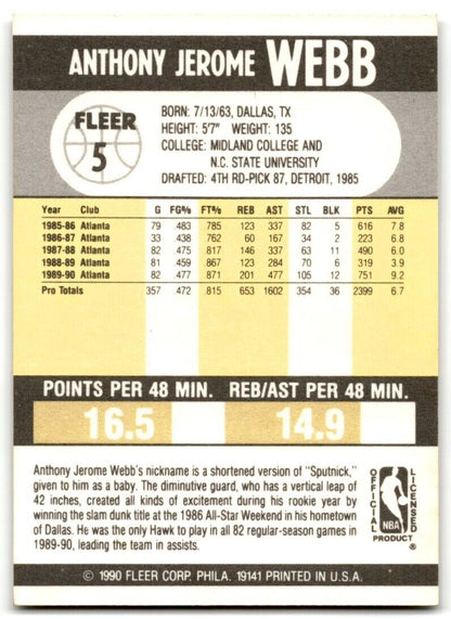 1990-91 Fleer Spud Webb Atlanta Hawks #5