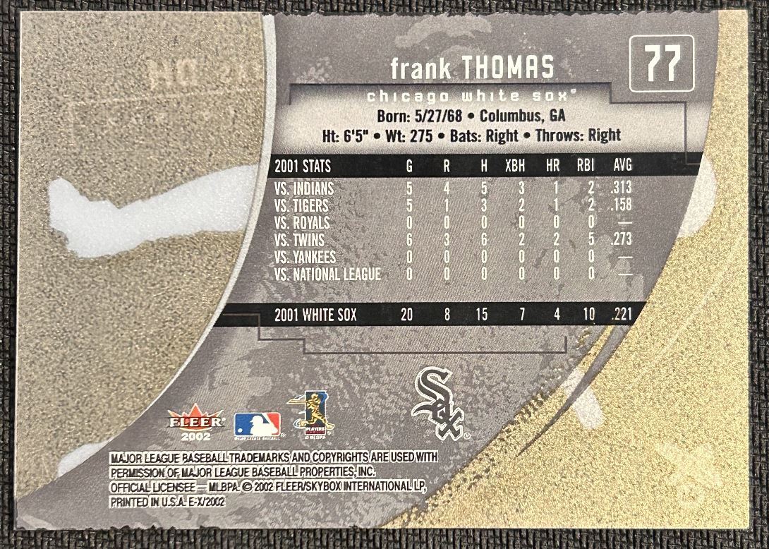 2002 Fleer EX Frank Thomas Pittsburgh Pirates #77