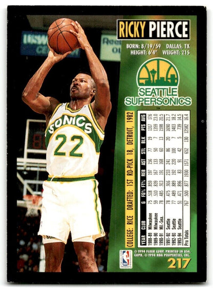 1994-95 Fleer Ricky Pierce Seattle SuperSonics #217