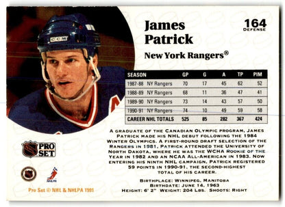 1991-92 Pro Set James Patrick New York Rangers #164