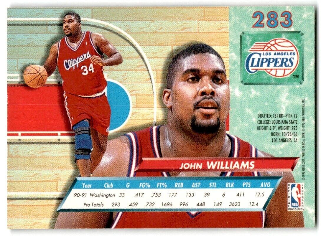 1992-93 Fleer Ultra John Williams Los Angeles Clippers #283