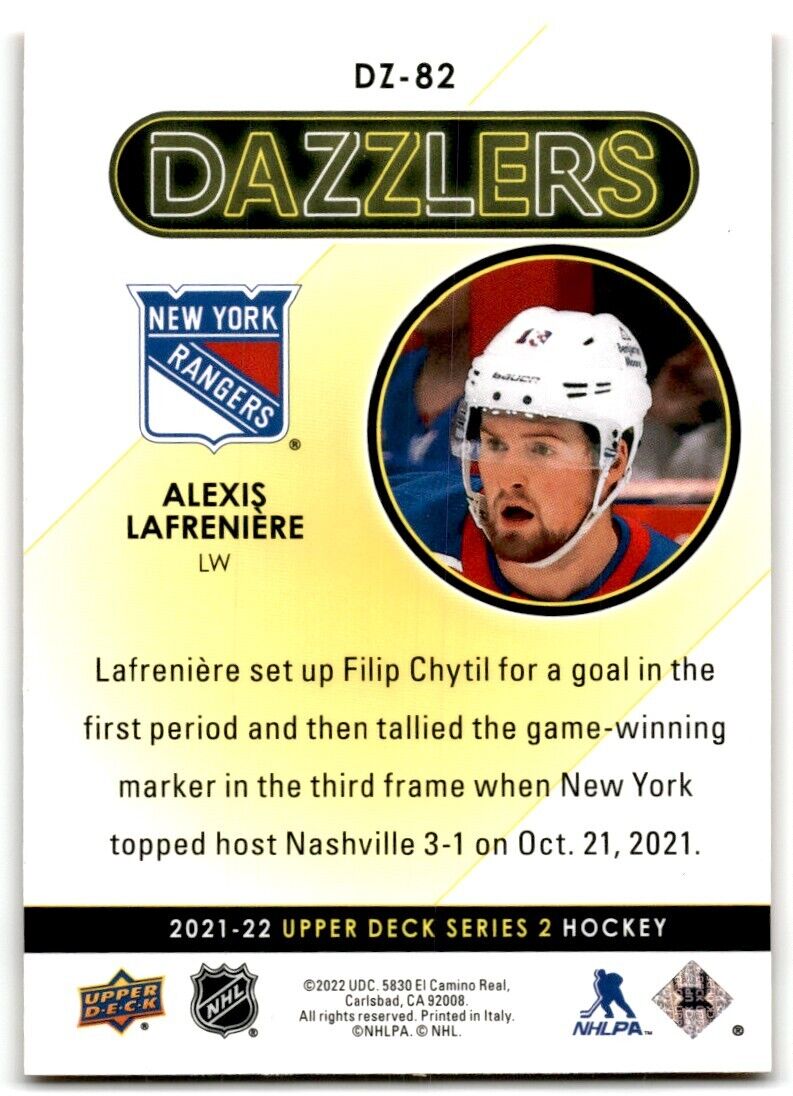 2021-22 Upper Deck Dazzlers Alexis Lafreniere New York Rangers #DZ-82