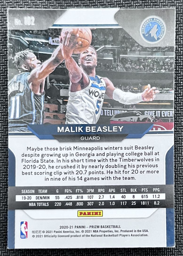 2020-21 Panini Contenders Optic Malik Beasley Minnesota Timberwolves #33