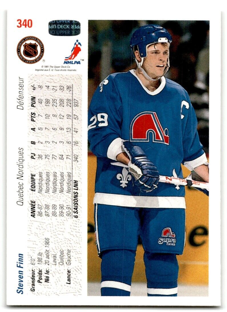 1991-92 Upper Deck French Steven Finn Quebec Nordiques #340